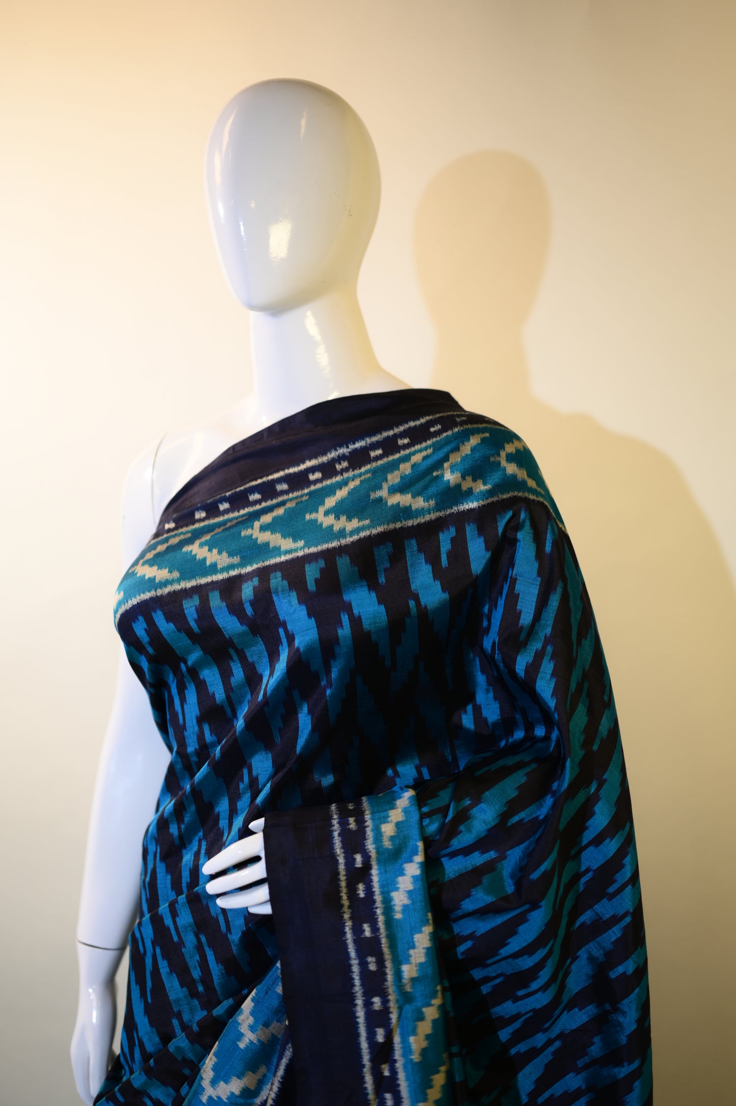 Bibhu Mohapatra Dual Blue & Silver Mulberry Silk Odisha Ikat Saree