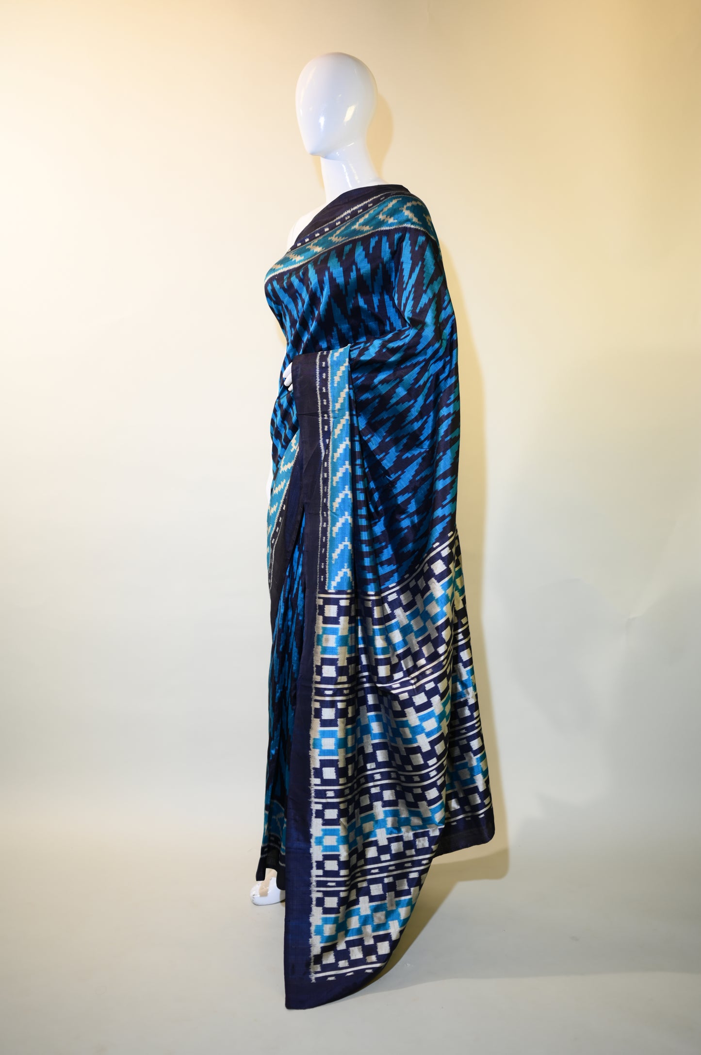Bibhu Mohapatra Dual Blue & Silver Mulberry Silk Odisha Ikat Saree