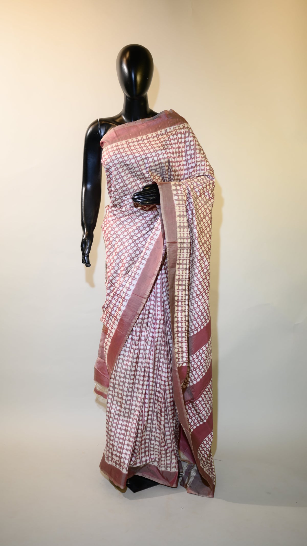 Bibhu Mohapatra Maroon & White Mulberry Silk Pochampally Ikat Saree