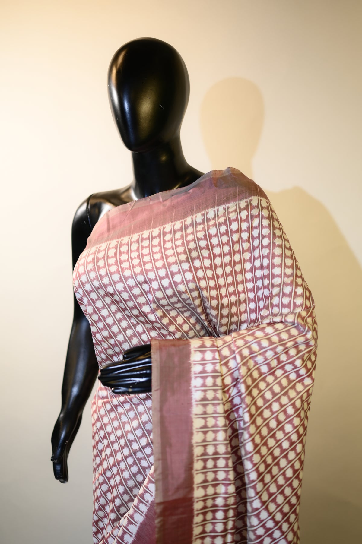 Bibhu Mohapatra Maroon & White Mulberry Silk Pochampally Ikat Saree