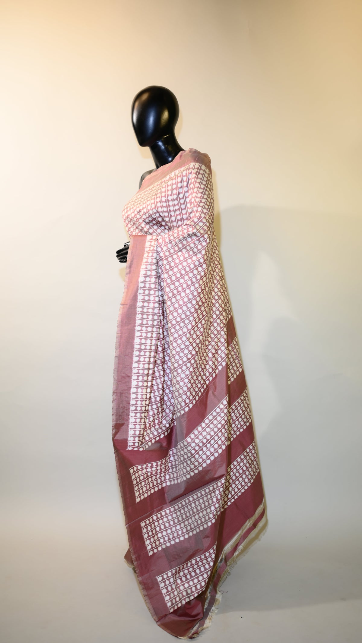 Bibhu Mohapatra Maroon & White Mulberry Silk Pochampally Ikat Saree