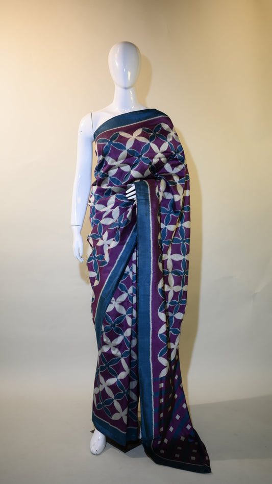 Bibhu Mohapatra Blue & Purple Mulberry Silk Odisha Ikat Saree