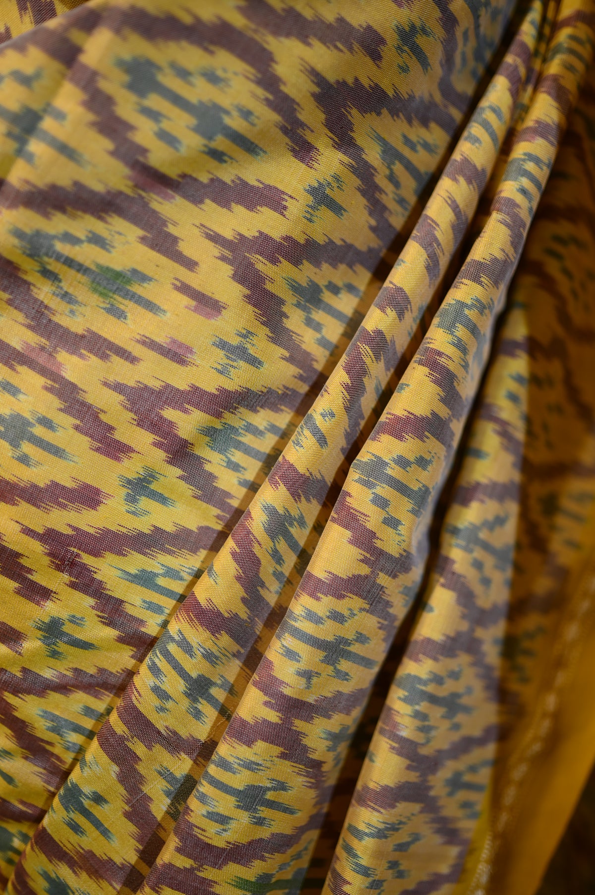 Bibhu Mohapatra Yellow & Brown Mulberry Silk Pochampally Ikat Saree