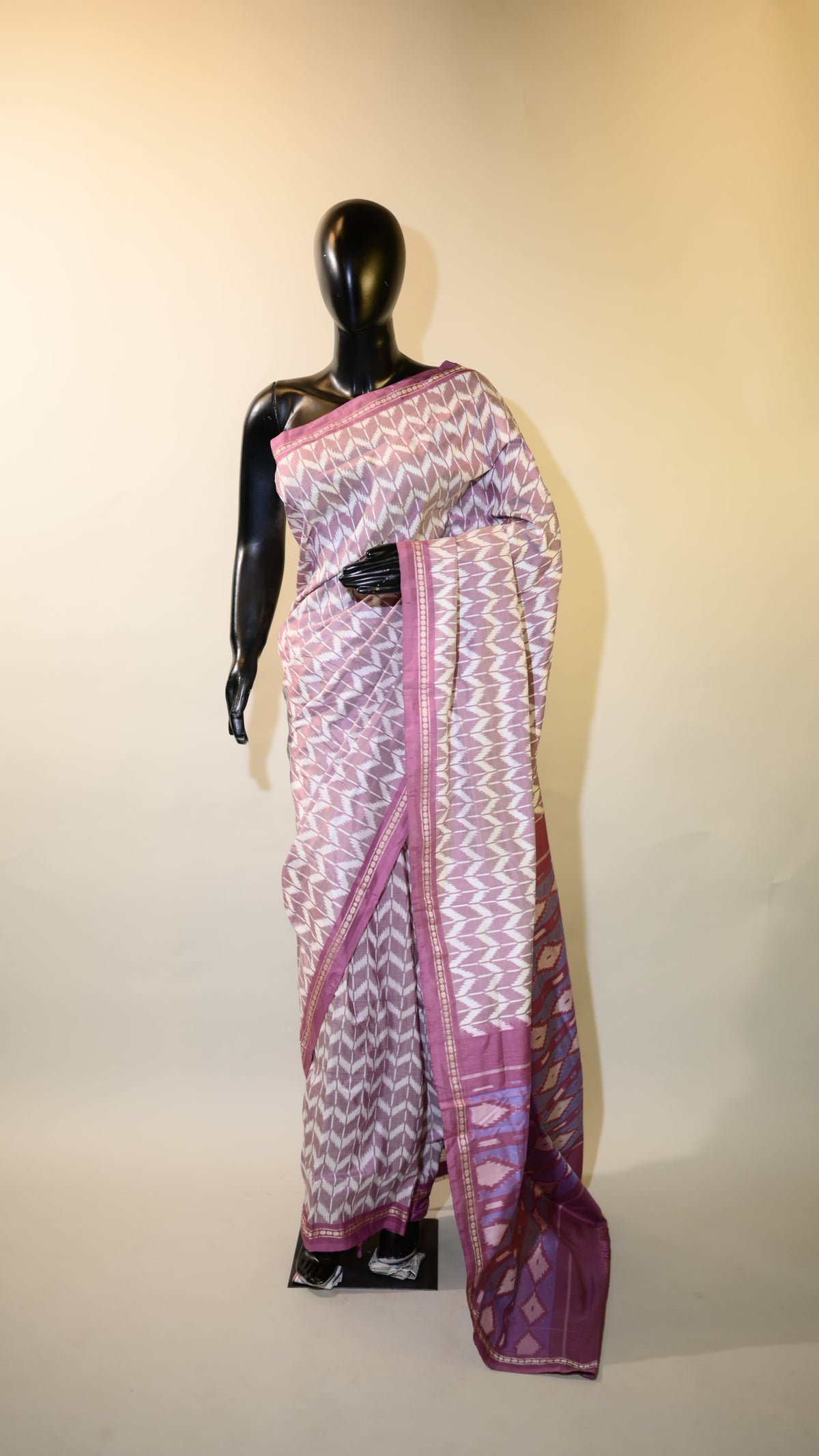 Bibhu Mohapatra Mauve & White Mulberry Silk Pochampally Ikat Saree