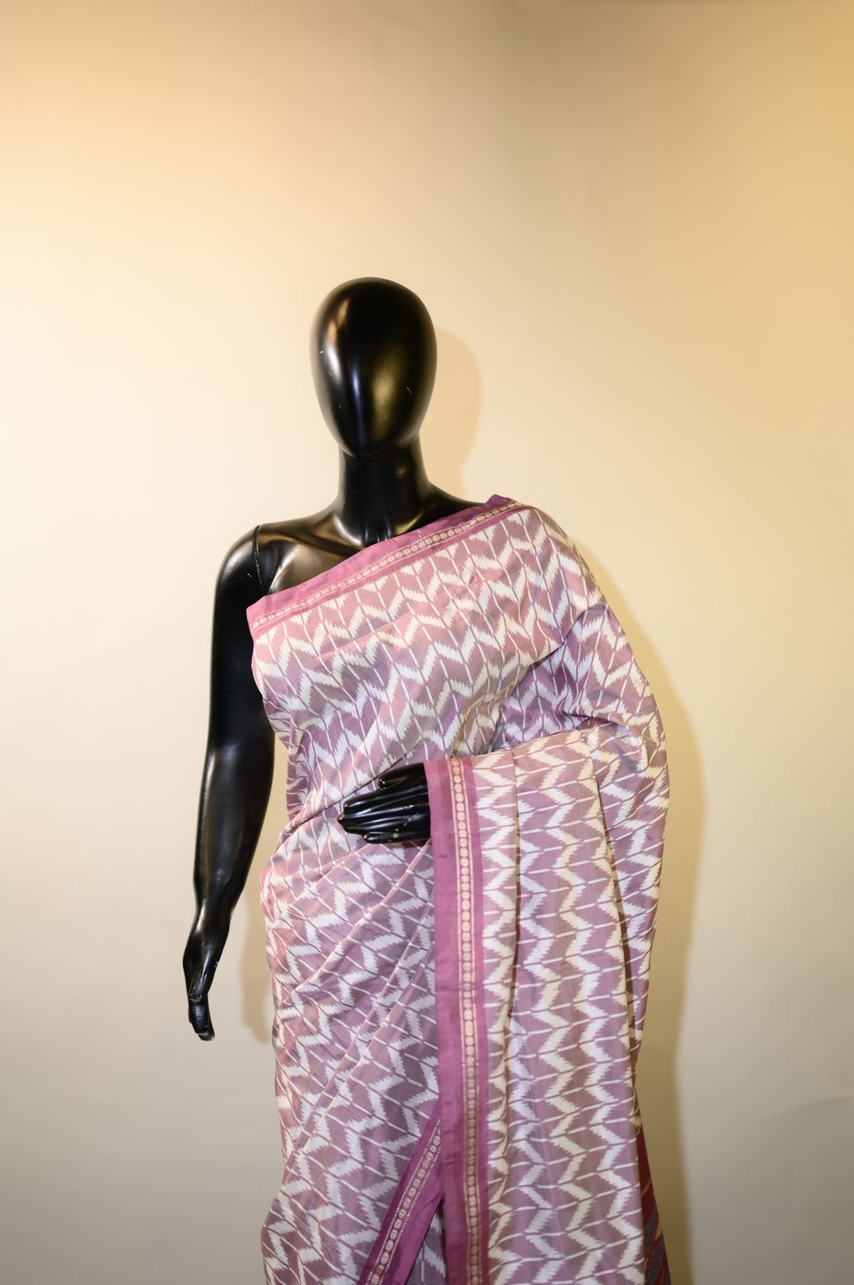 Bibhu Mohapatra Mauve & White Mulberry Silk Pochampally Ikat Saree
