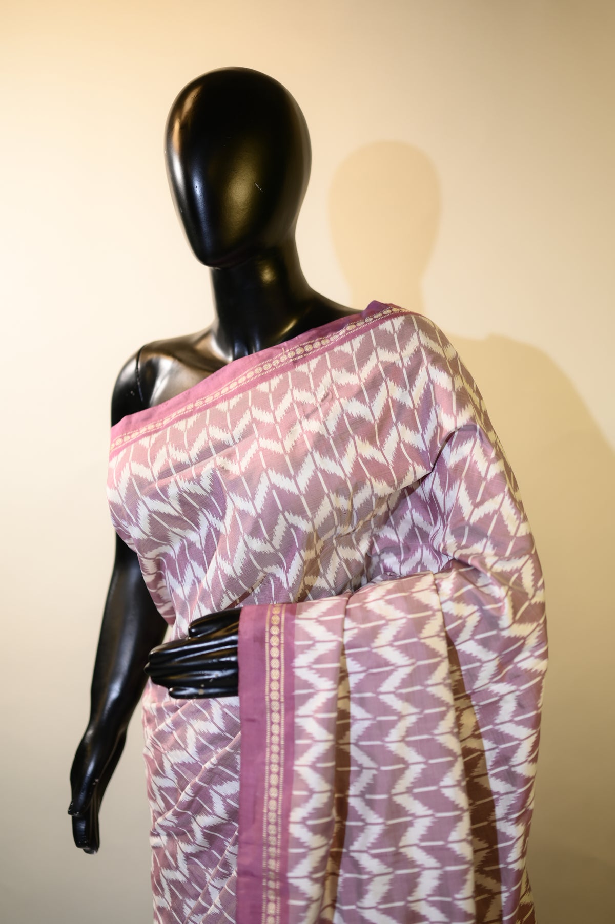 Bibhu Mohapatra Mauve & White Mulberry Silk Pochampally Ikat Saree