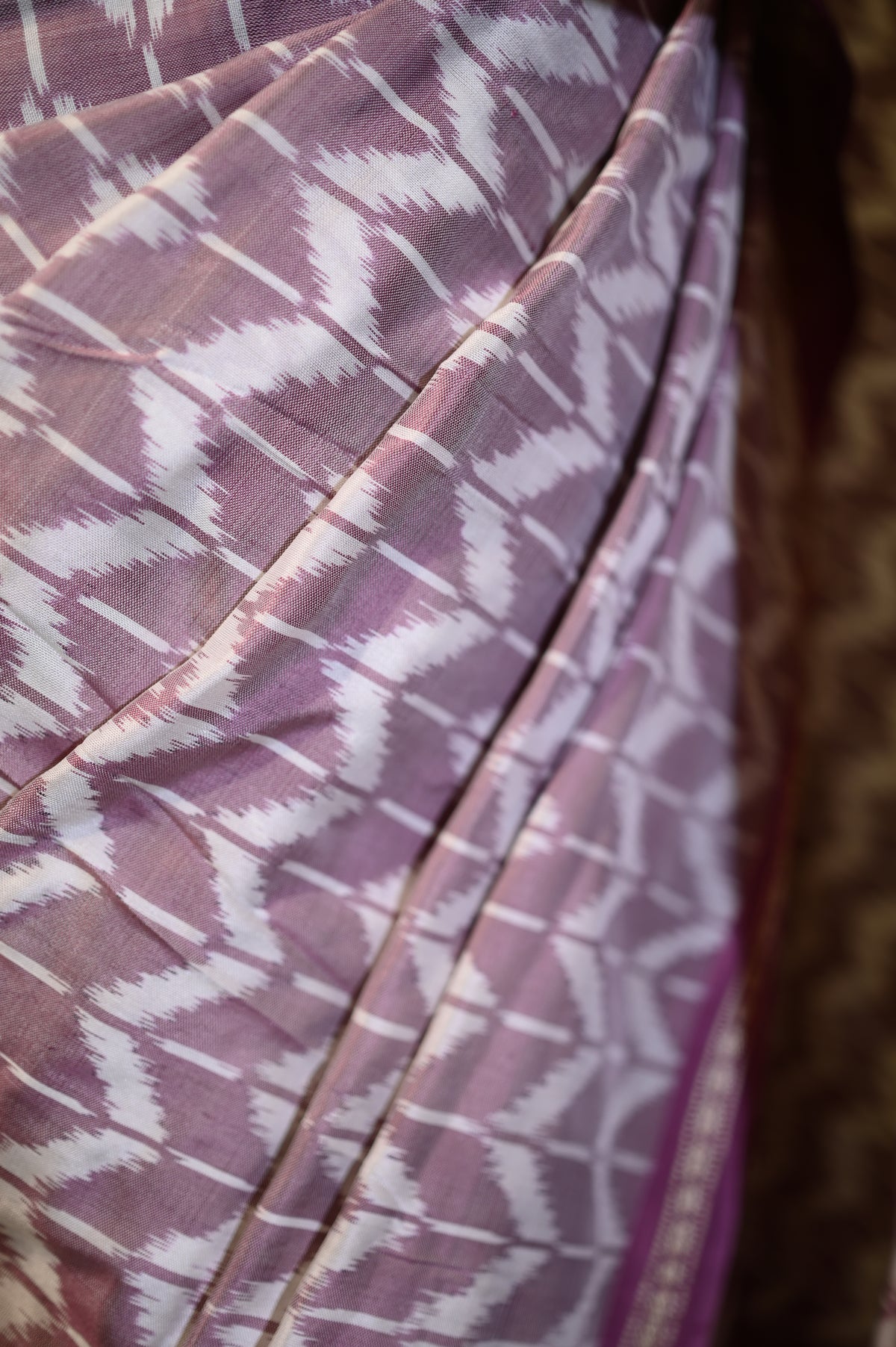 Bibhu Mohapatra Mauve & White Mulberry Silk Pochampally Ikat Saree