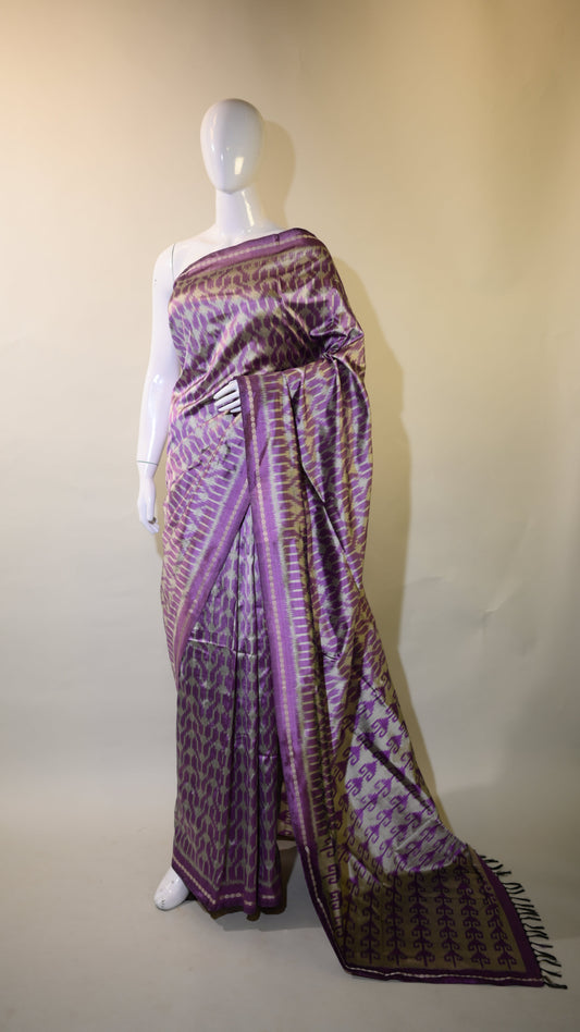 Bibhu Mohapatra Light Purple Mulberry Silk Pochampally Ikat Saree