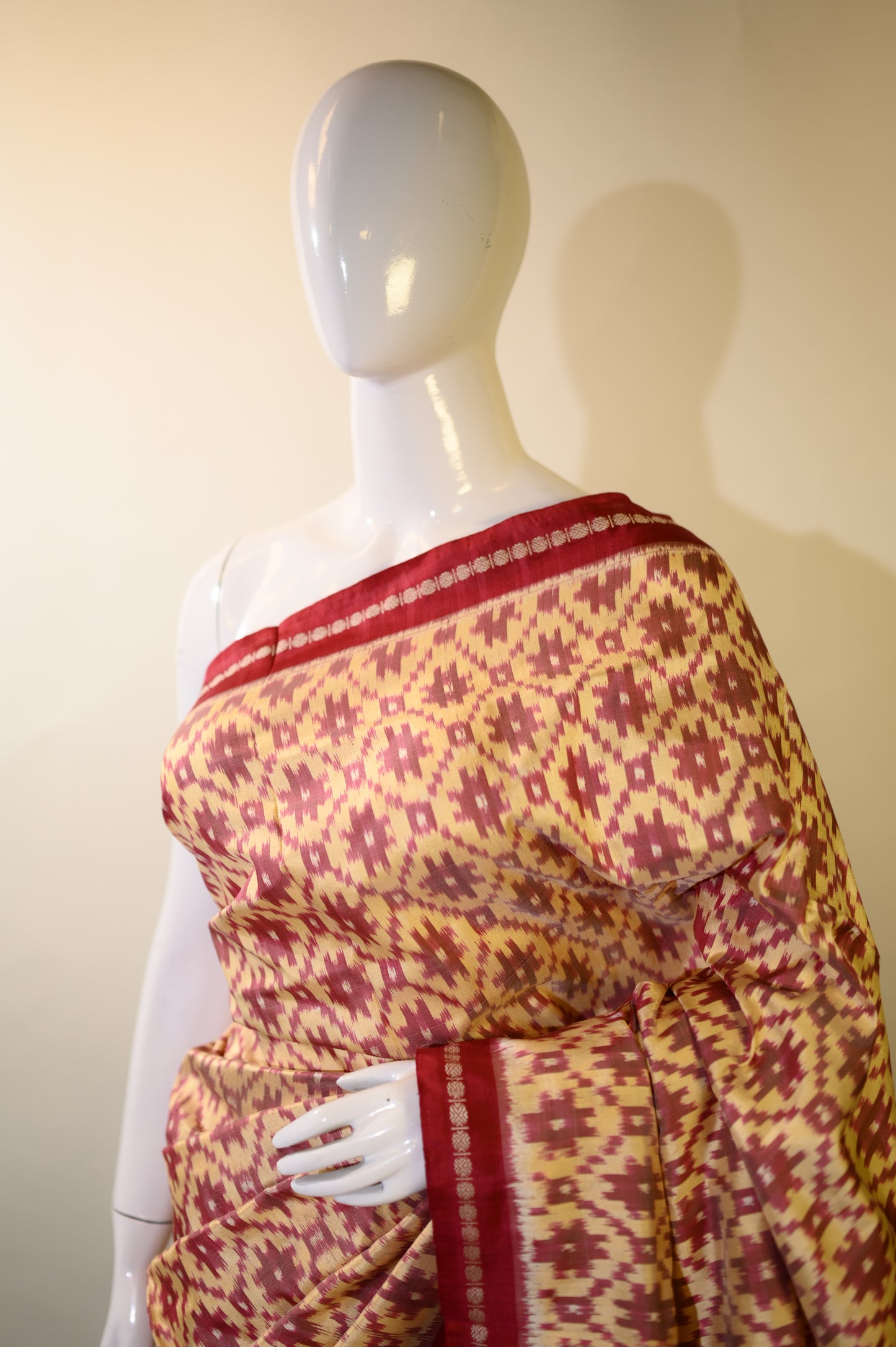 Bibhu Mohapatra Red & Yellow Mulberry Silk Odisha Ikat Saree