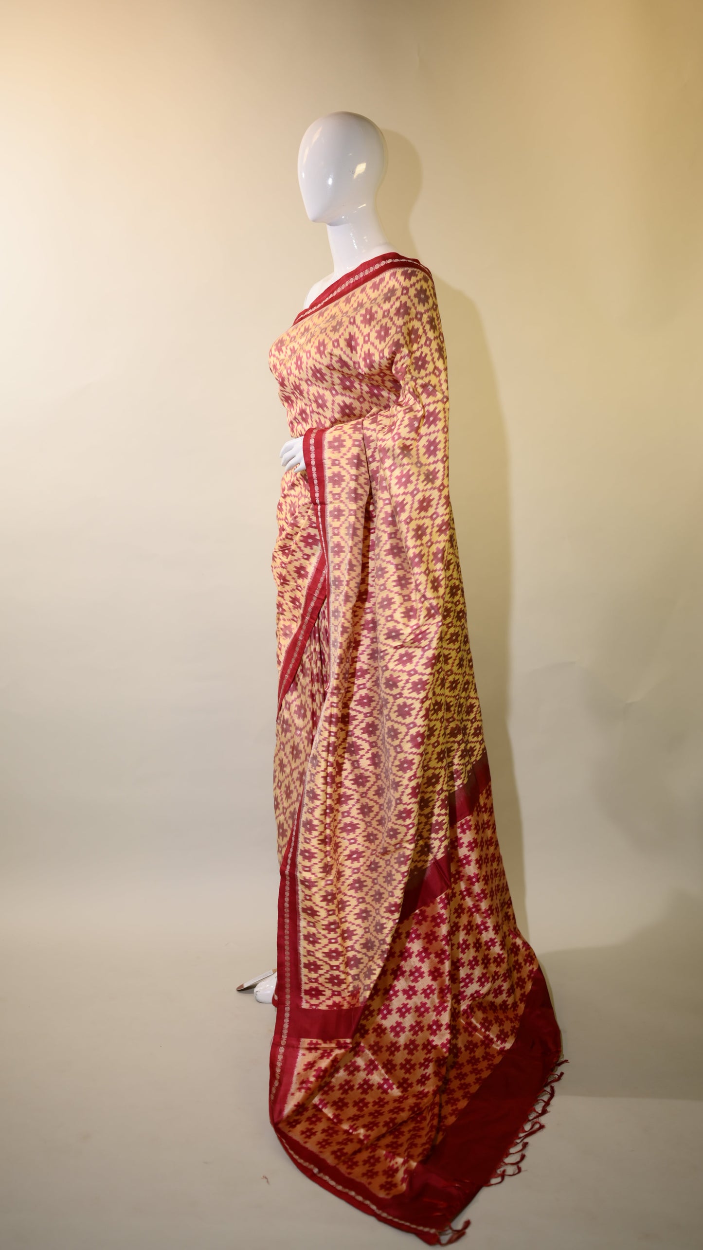 Bibhu Mohapatra Red & Yellow Mulberry Silk Odisha Ikat Saree