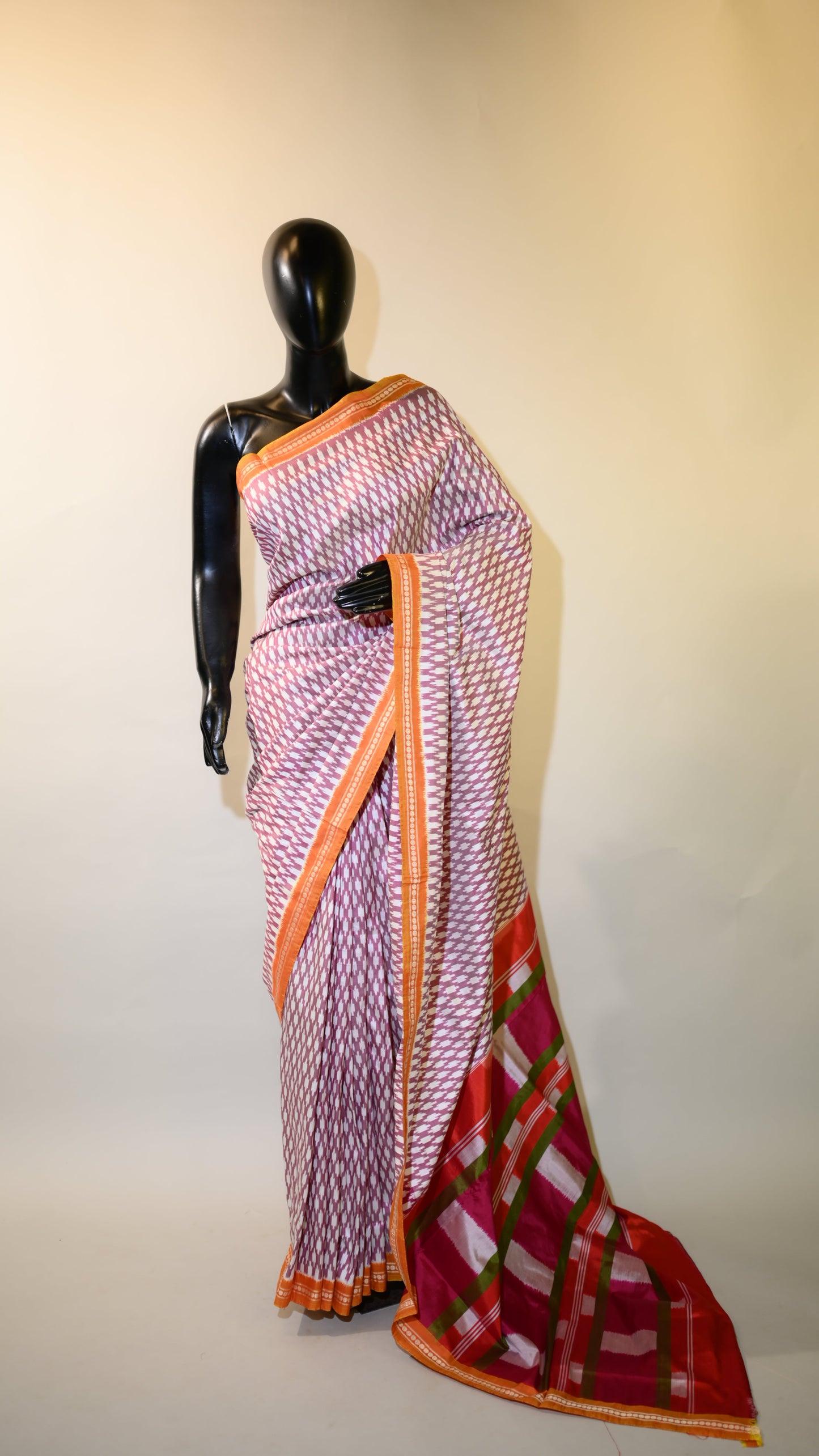 Mauve & Pink Mulberry Silk Pochampally Ikat Saree