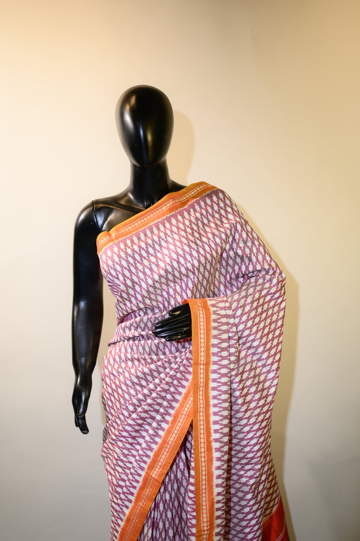Mauve & Pink Mulberry Silk Pochampally Ikat Saree