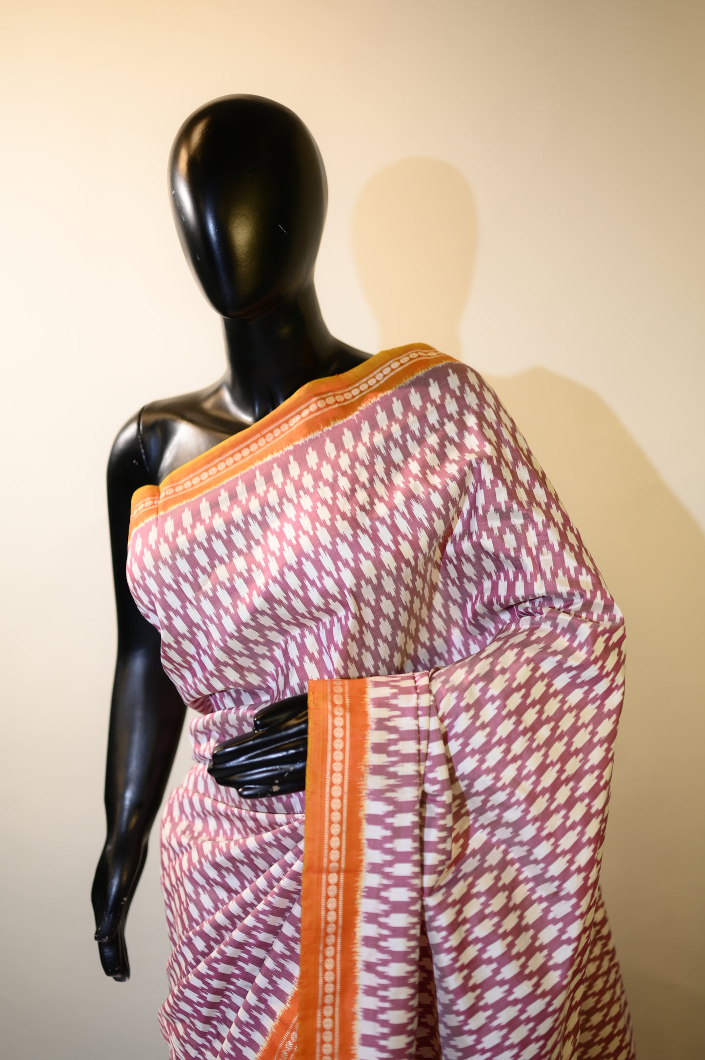 Mauve & Pink Mulberry Silk Pochampally Ikat Saree