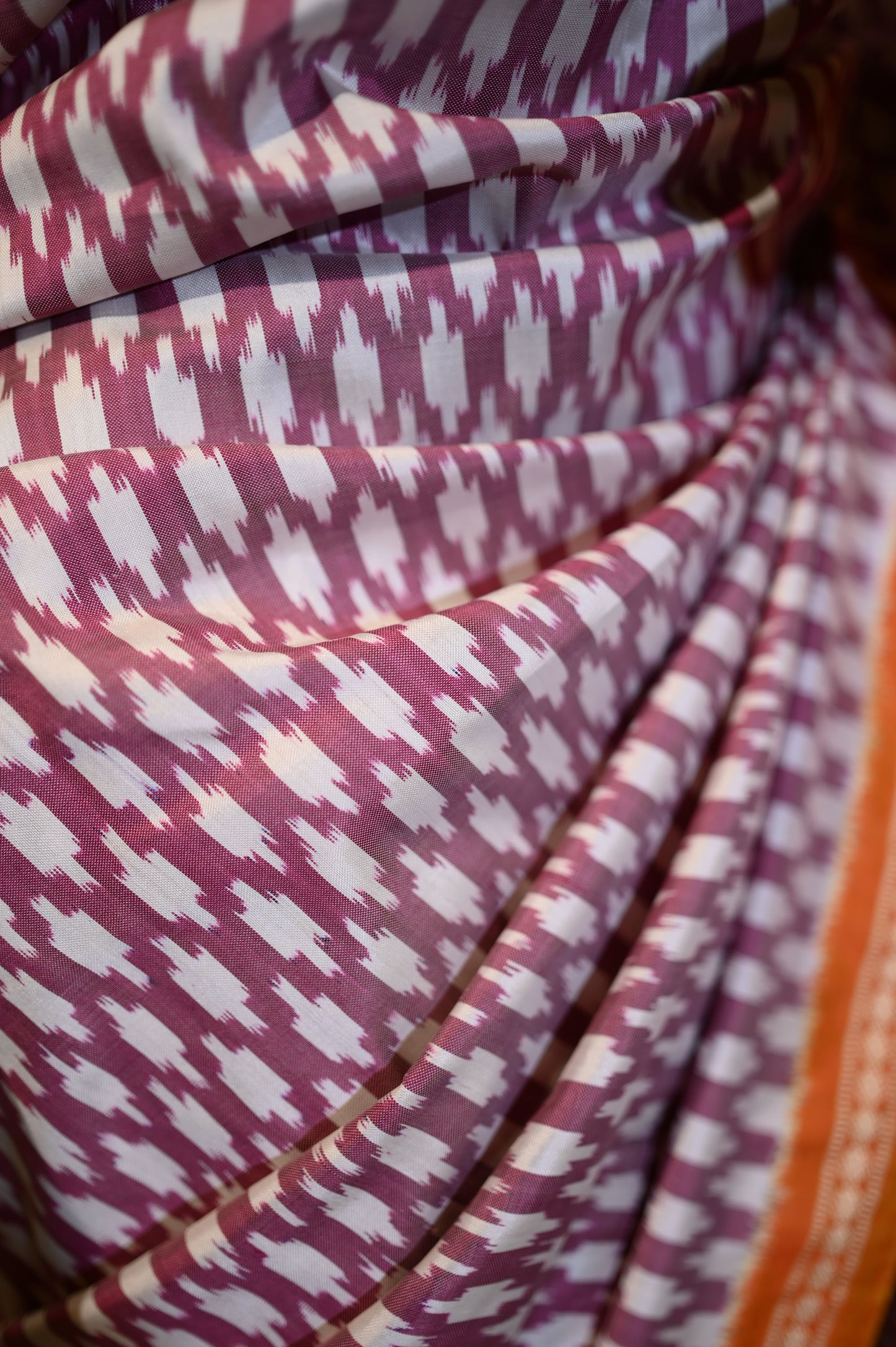 Mauve & Pink Mulberry Silk Pochampally Ikat Saree