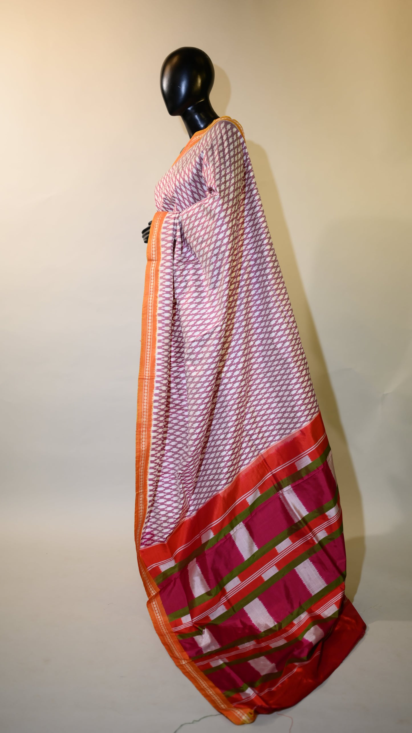 Mauve & Pink Mulberry Silk Pochampally Ikat Saree