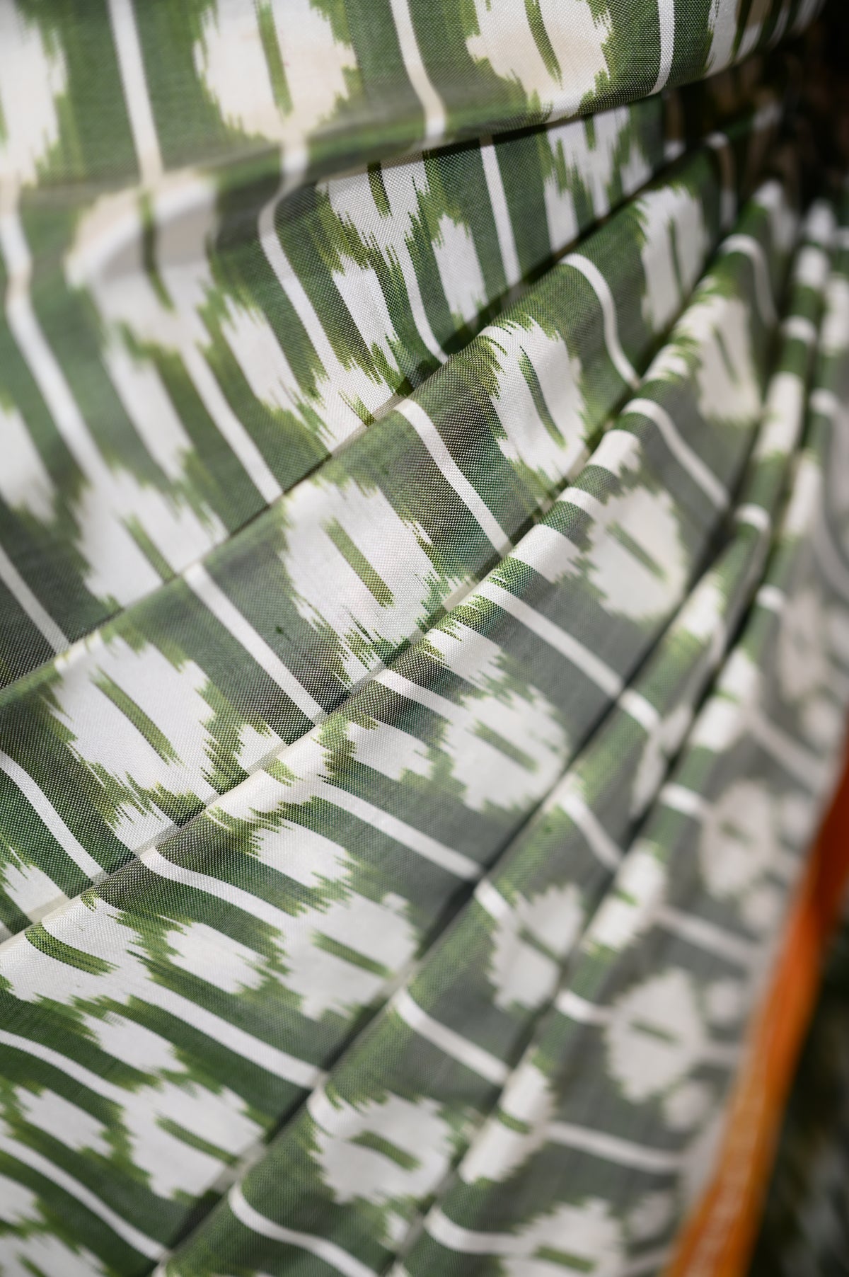 Sage Green & Dark Pink Mulberry Silk Pochampally Ikat Saree