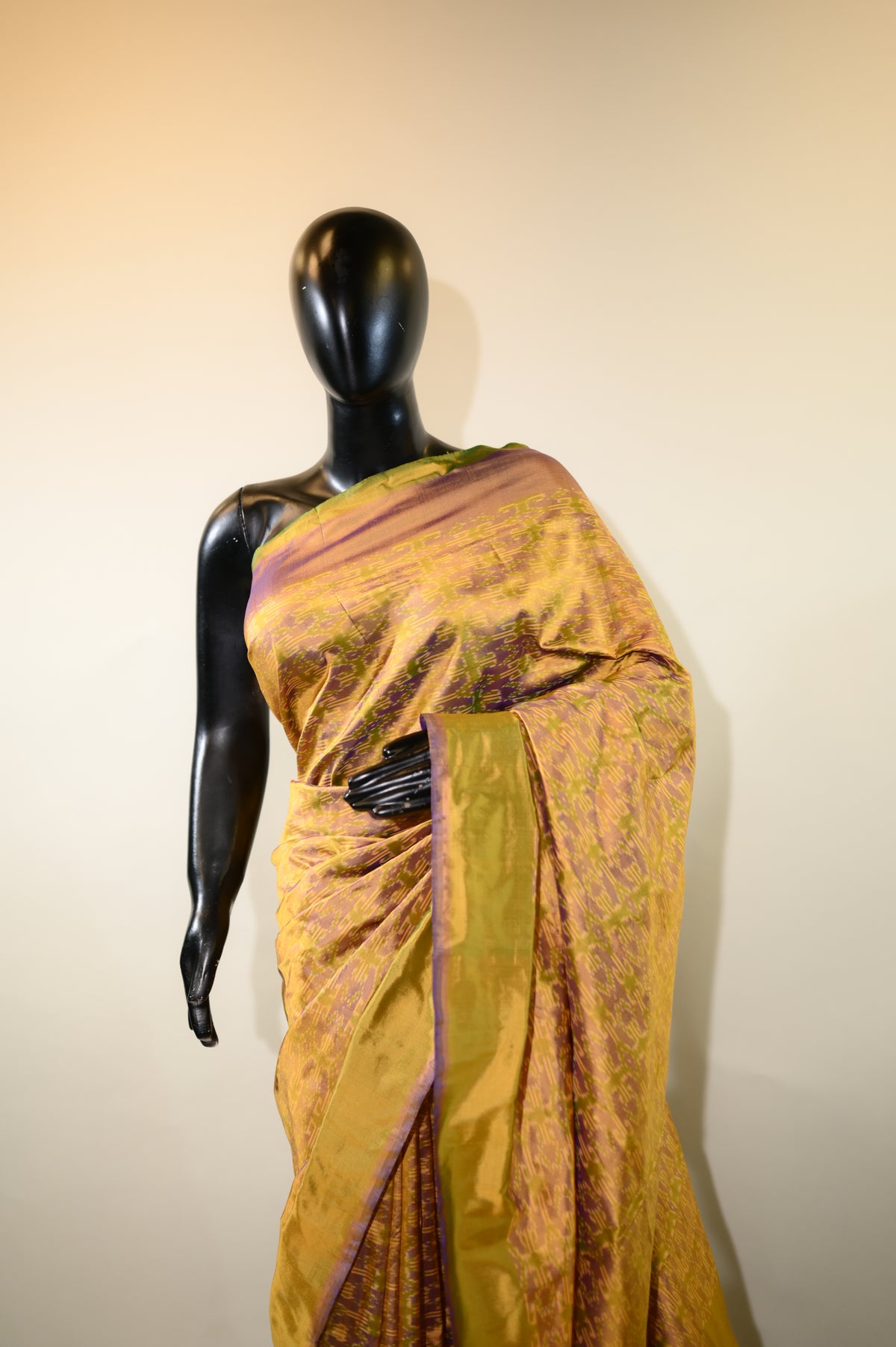 Dual Tone Yellow & Purple Mulberry Silk Patola Ikat Saree