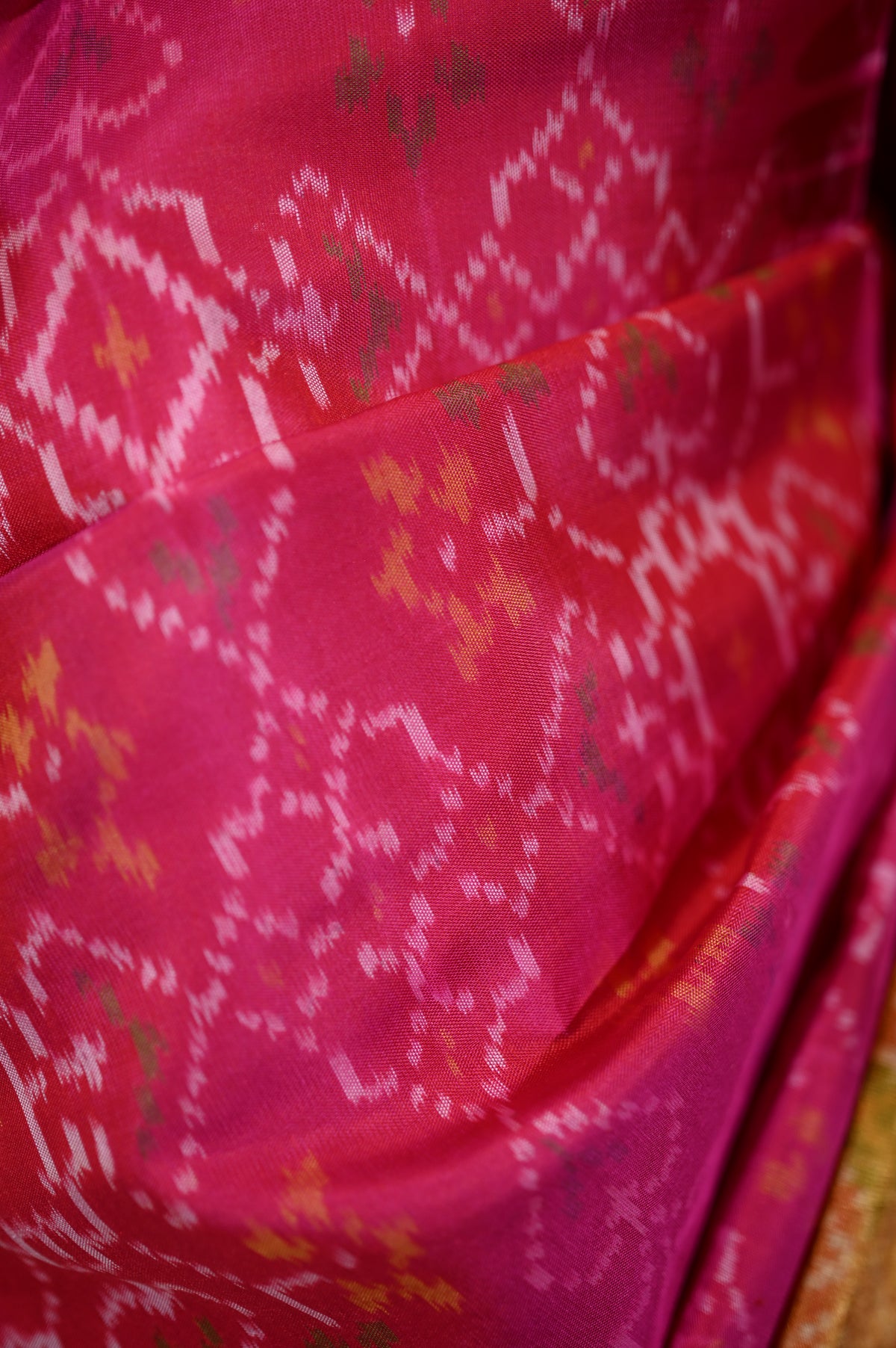 Pink with Jari Mulberry Silk Patola Ikat Saree