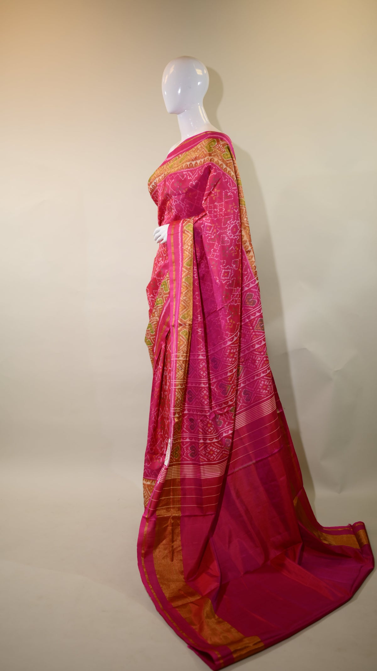 Pink with Jari Mulberry Silk Patola Ikat Saree