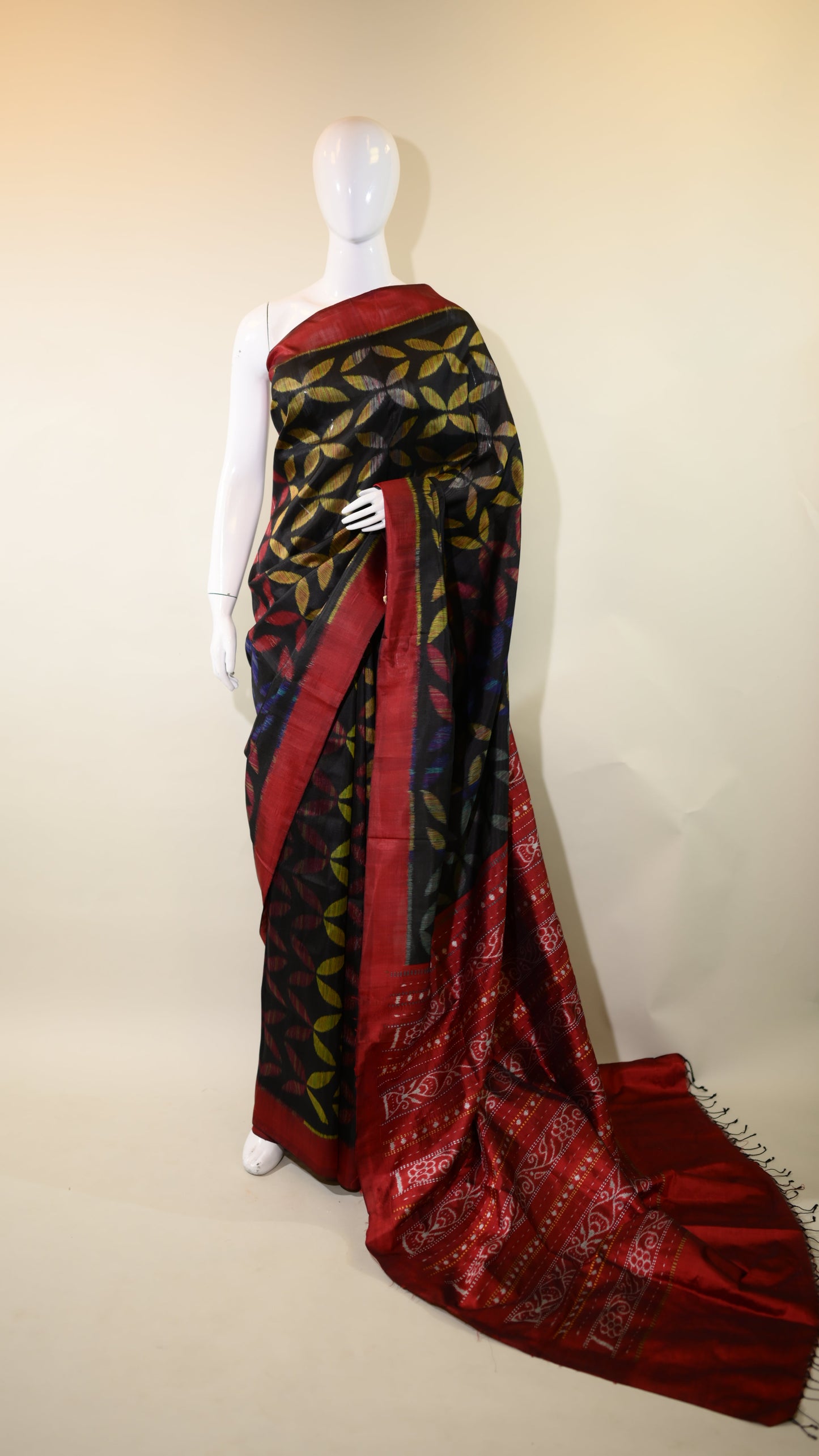 Black & Multicolor Blend Silk Odisha Ikat  Saree