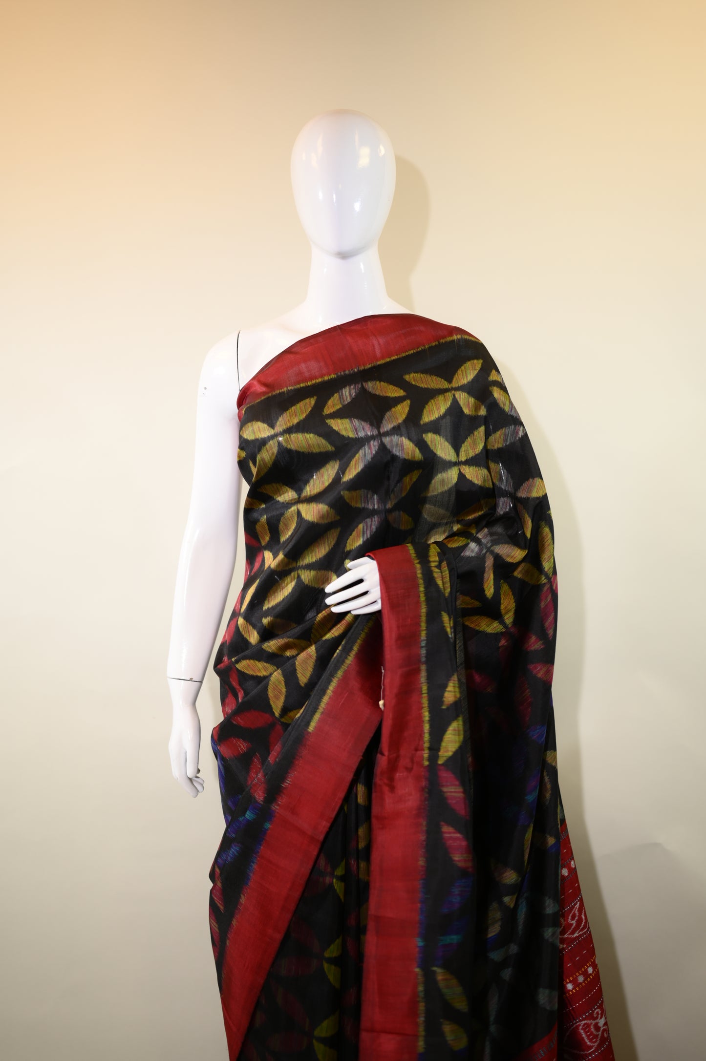 Black & Multicolor Blend Silk Odisha Ikat  Saree
