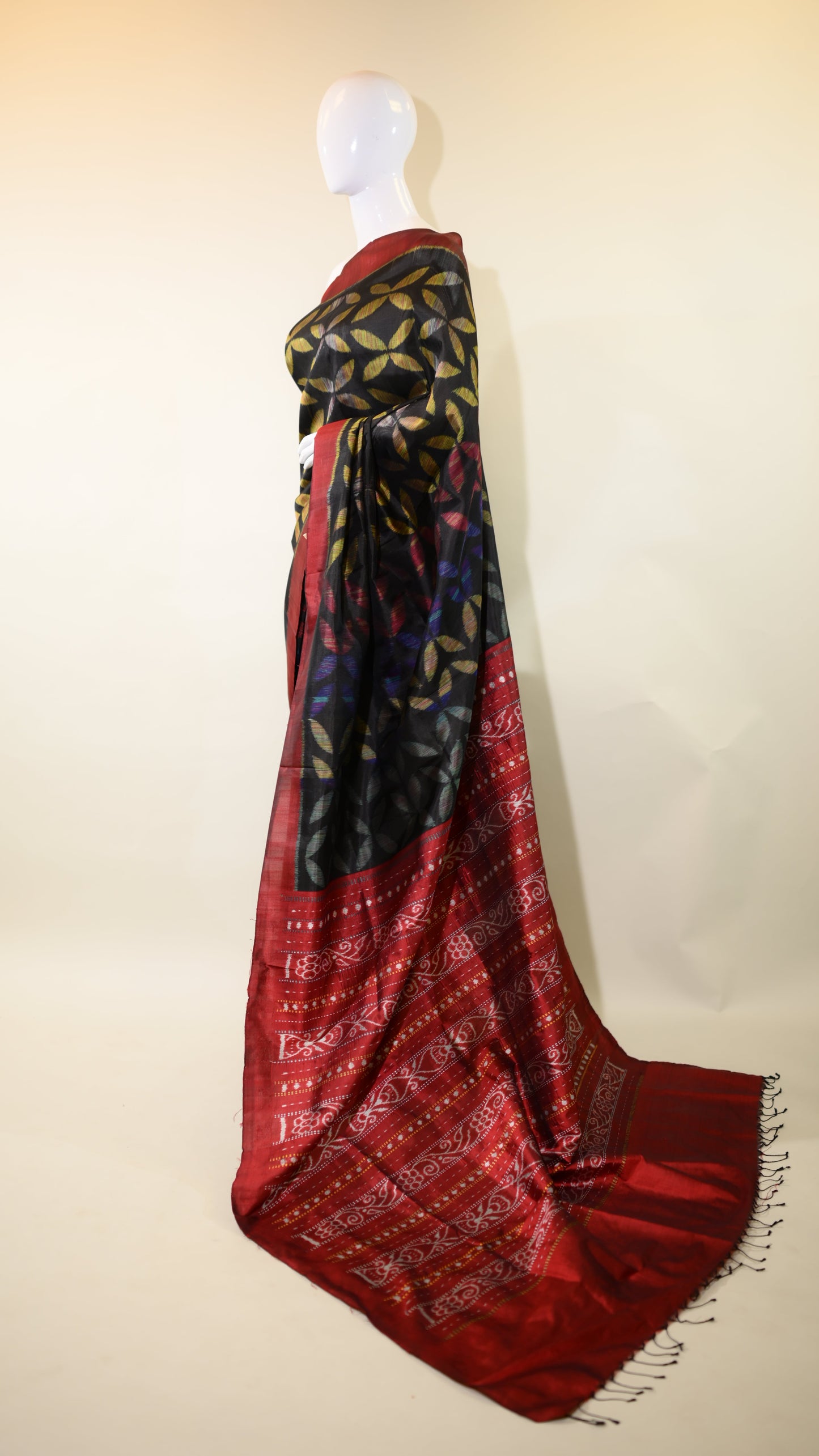 Black & Multicolor Blend Silk Odisha Ikat  Saree