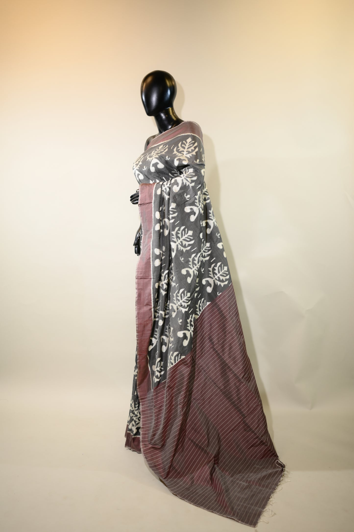 Greyish Purple Mulberry Silk  Odisha Ikat Sarees