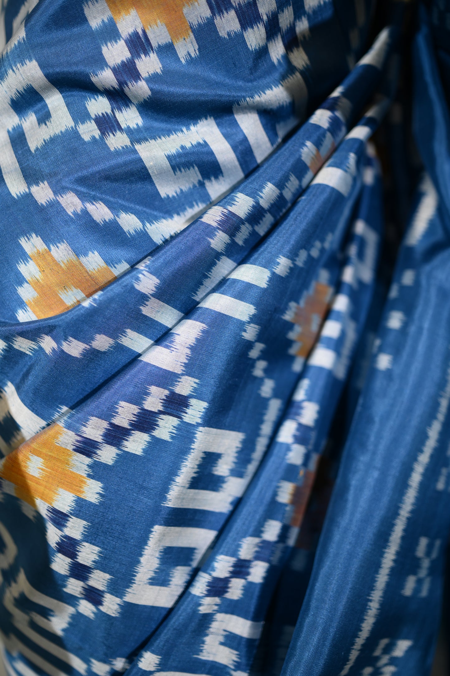 Blue & Yellow Mulberry Silk Odisha Ikat Saree