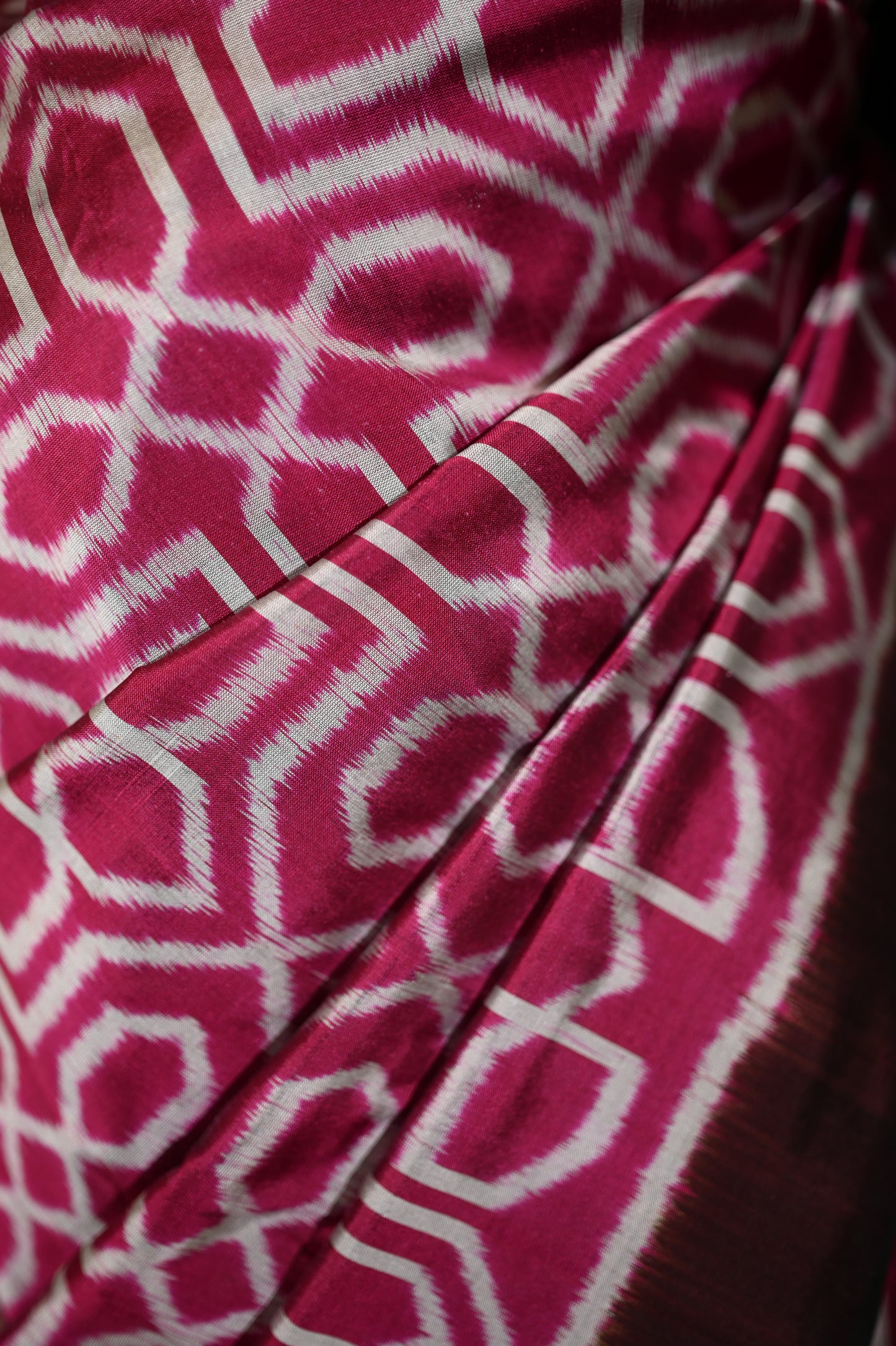 Magenta & Brown Mulberry Silk Odisha Ikat Saree