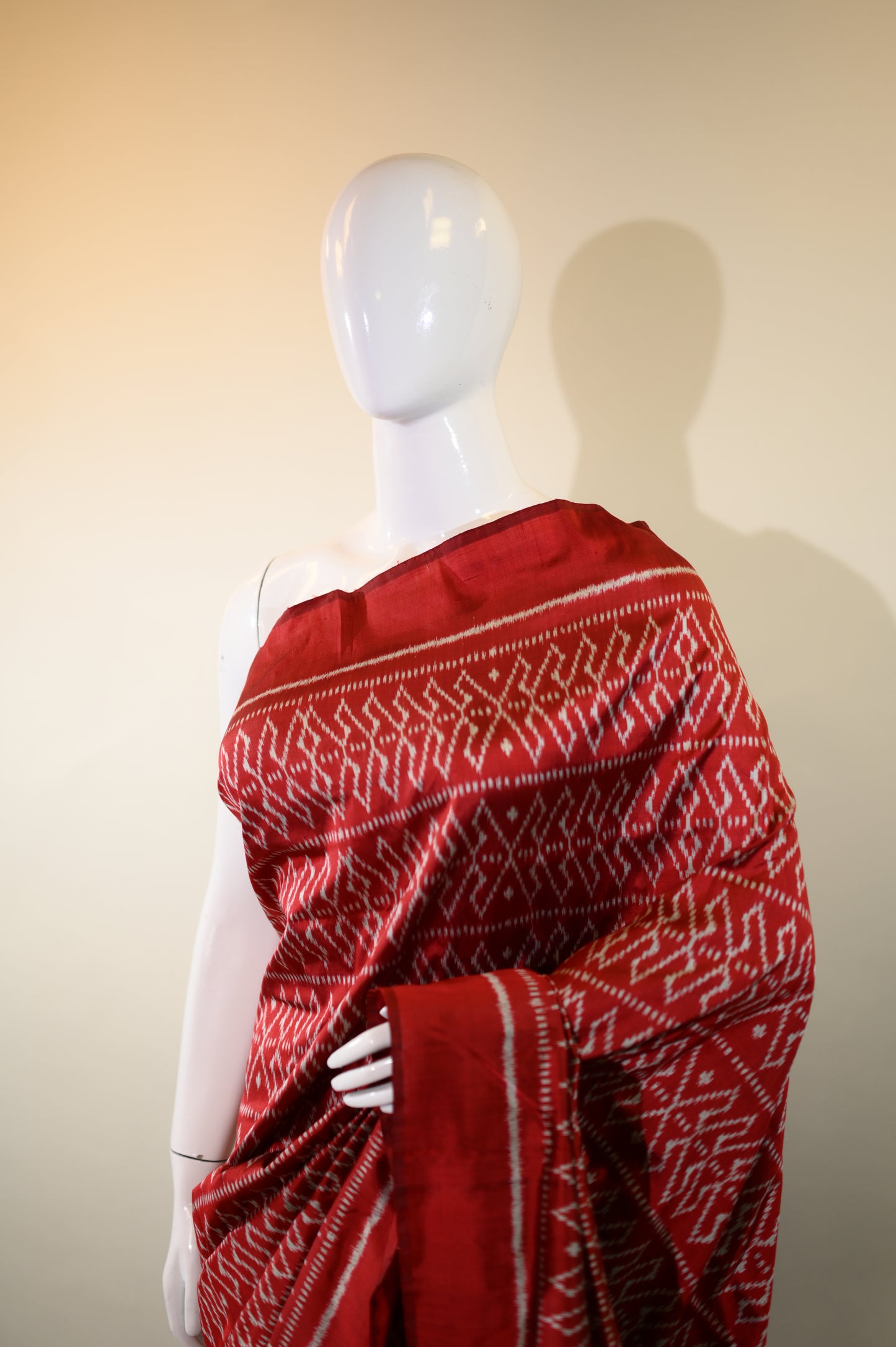Maroon Mulberry Silk Odisha Ikat Saree