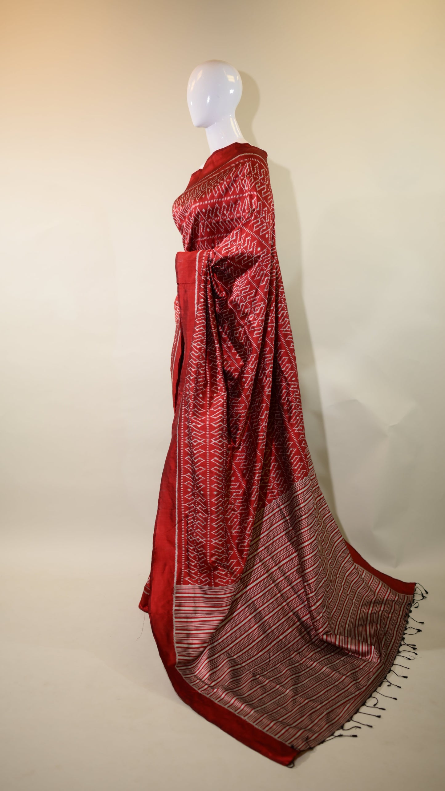 Maroon Mulberry Silk Odisha Ikat Saree