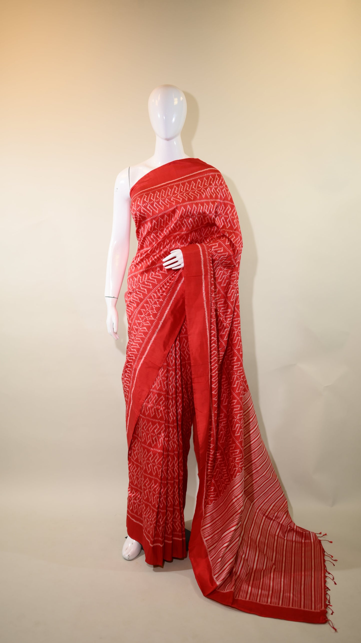 Red Mulberry Silk Odisha Ikat Saree