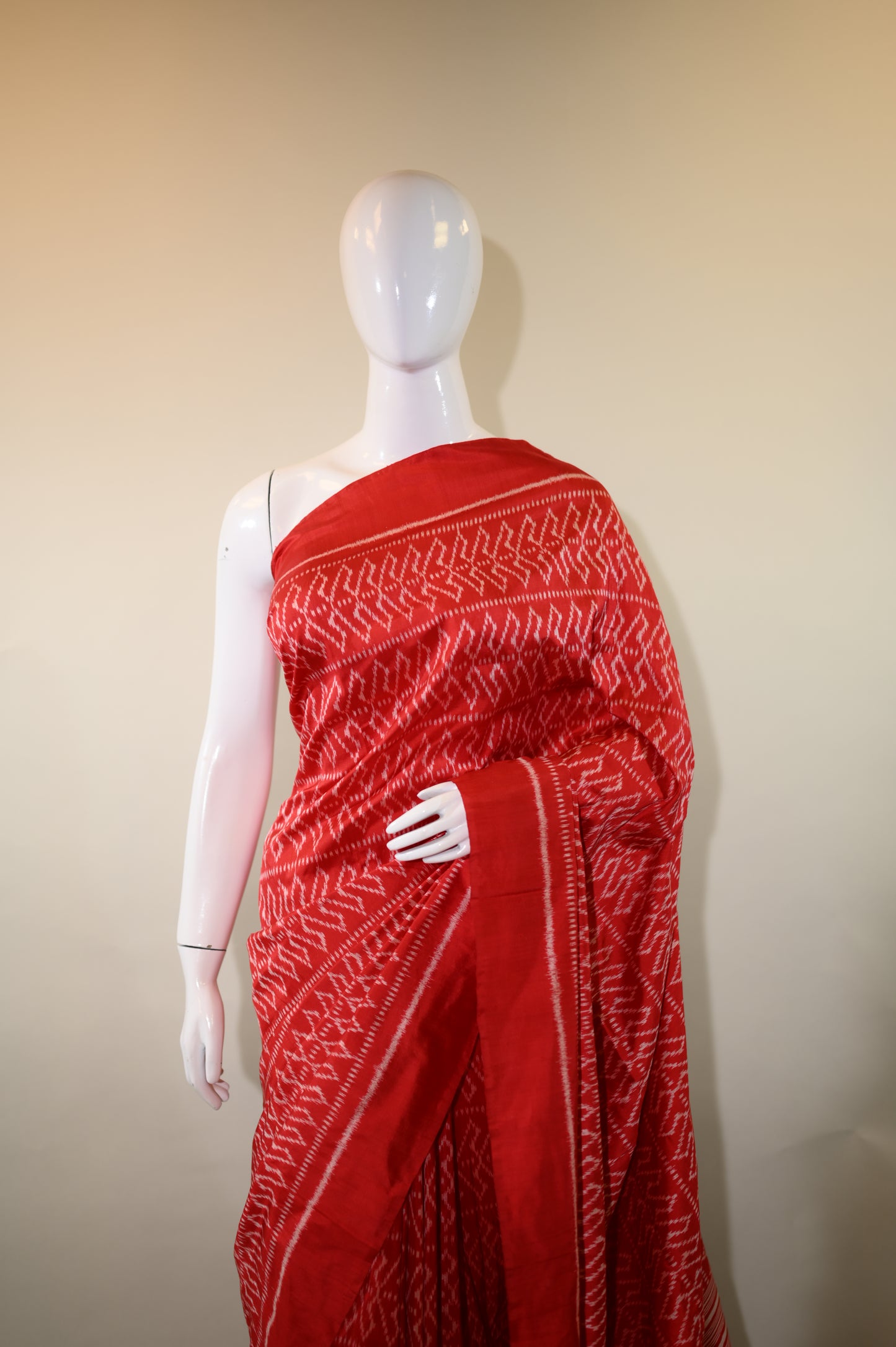 Red Mulberry Silk Odisha Ikat Saree