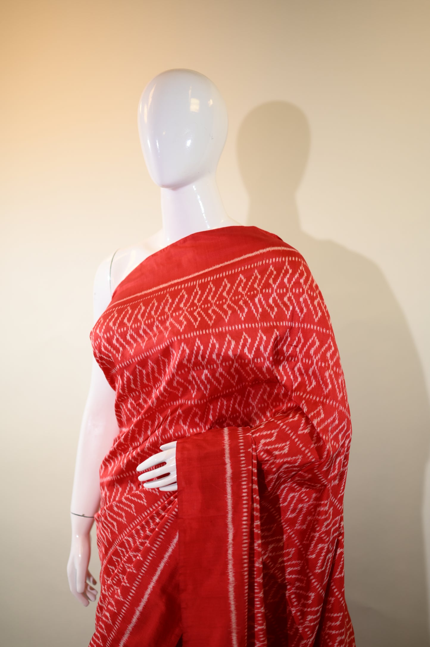 Red Mulberry Silk Odisha Ikat Saree
