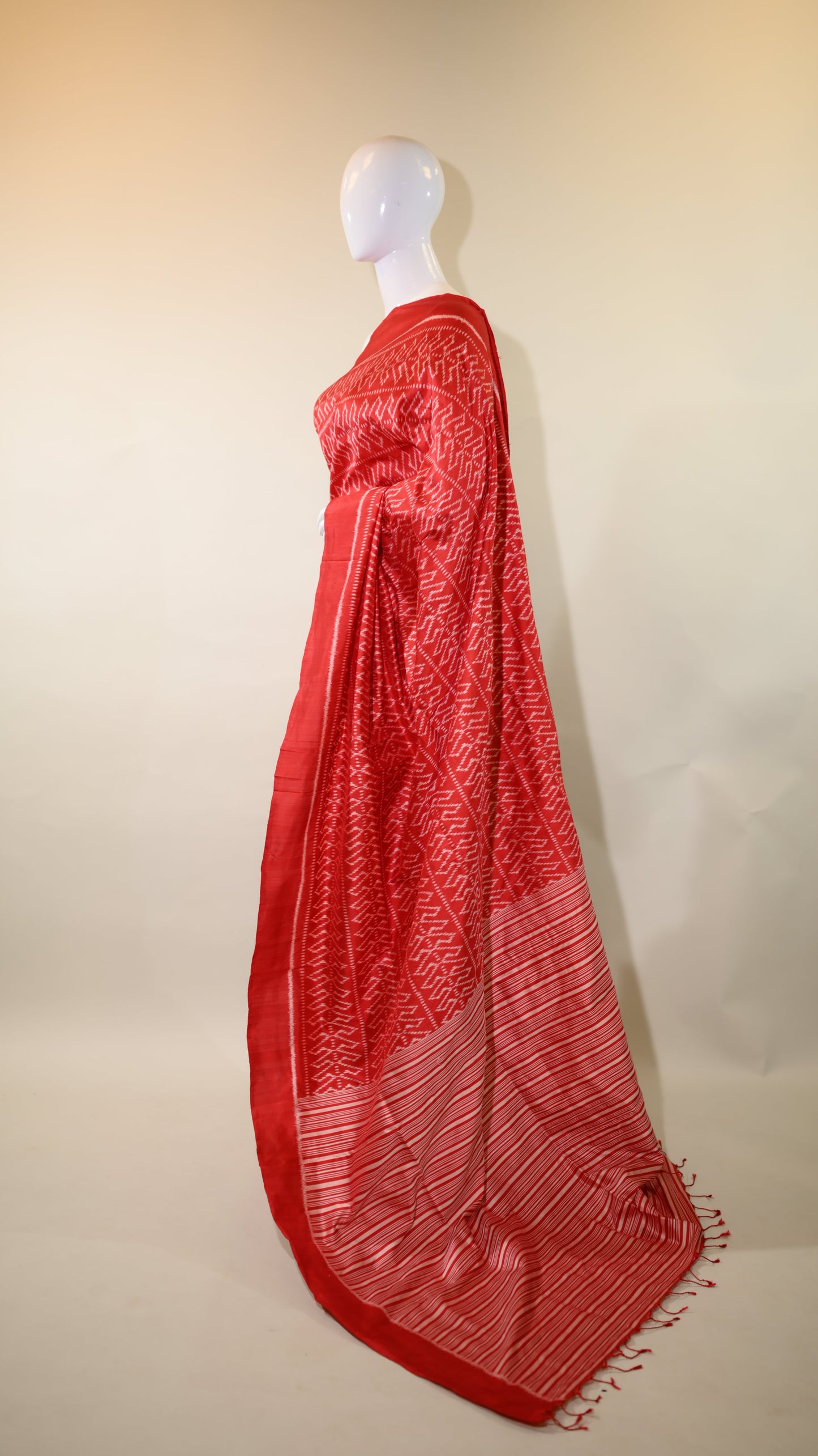 Red Mulberry Silk Odisha Ikat Saree