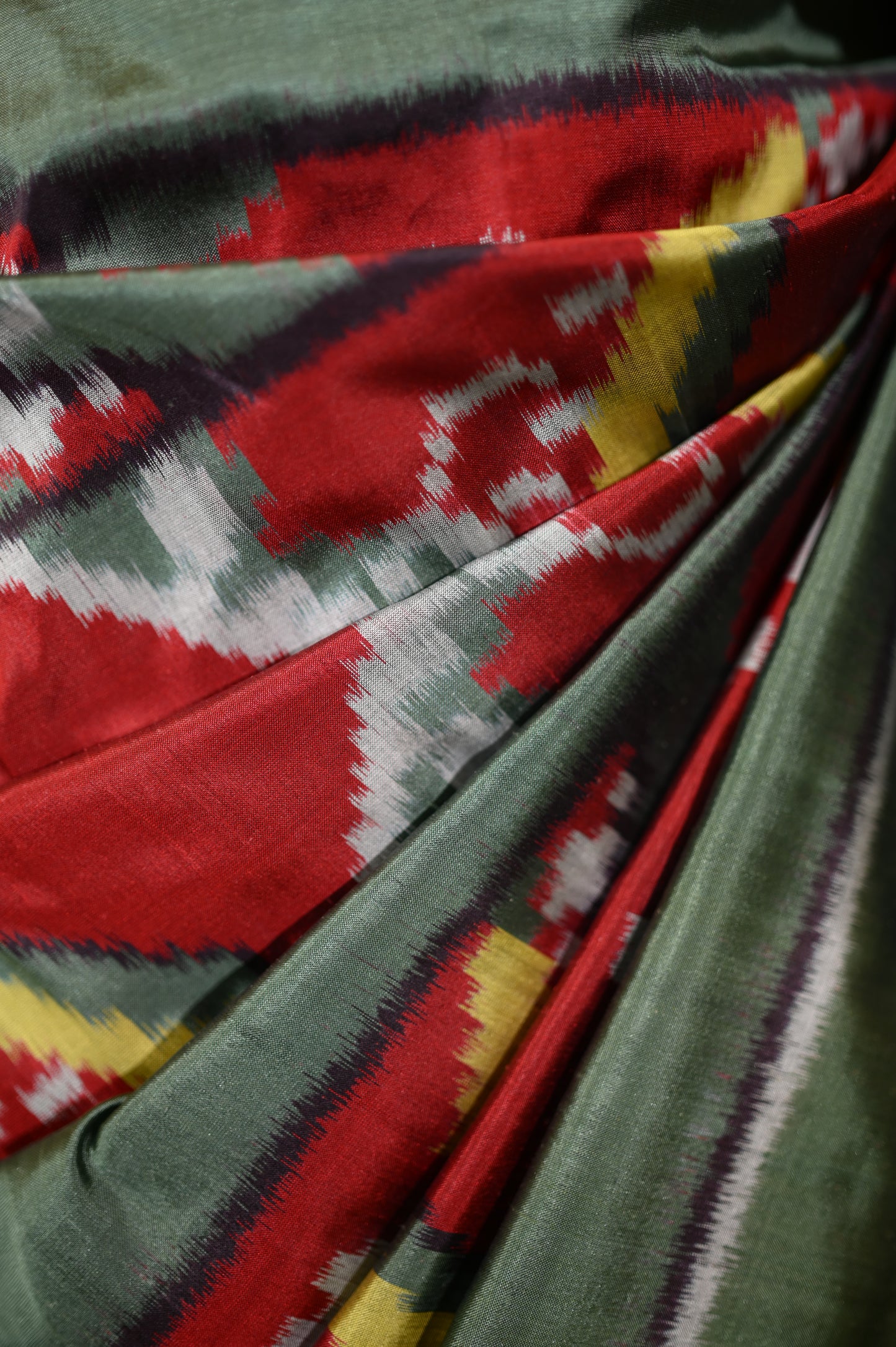 Maroon & Green Mulberry Silk Odisha Ikat Saree