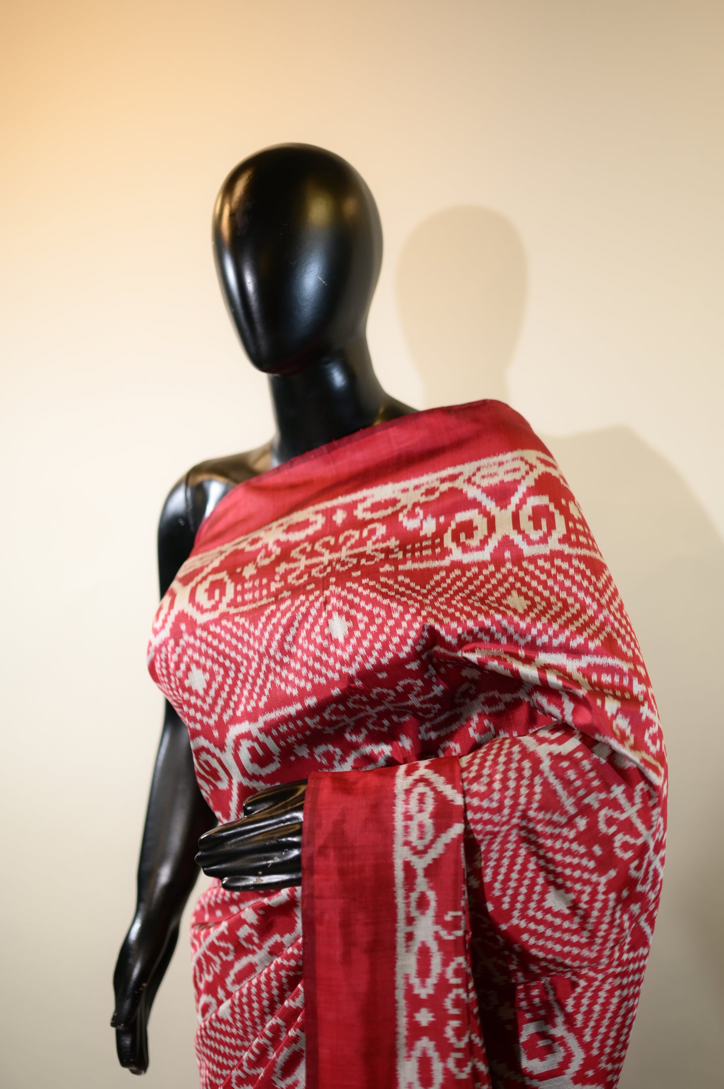 Maroon & Silver Mulberry Silk Odisha Ikat Saree