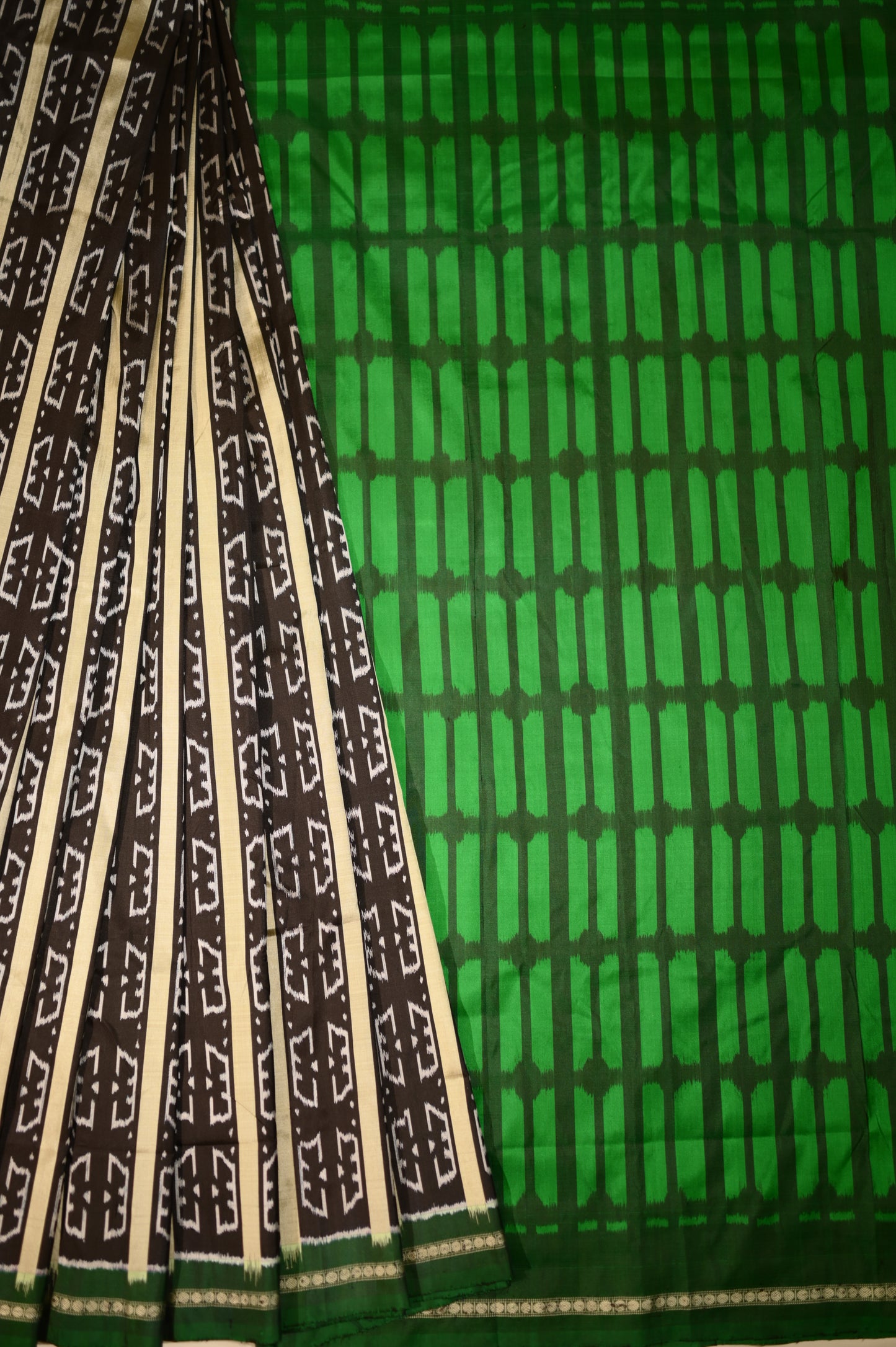 Bibhu Mohapatra Green & Black Mulberry Silk Odisha Ikat Saree