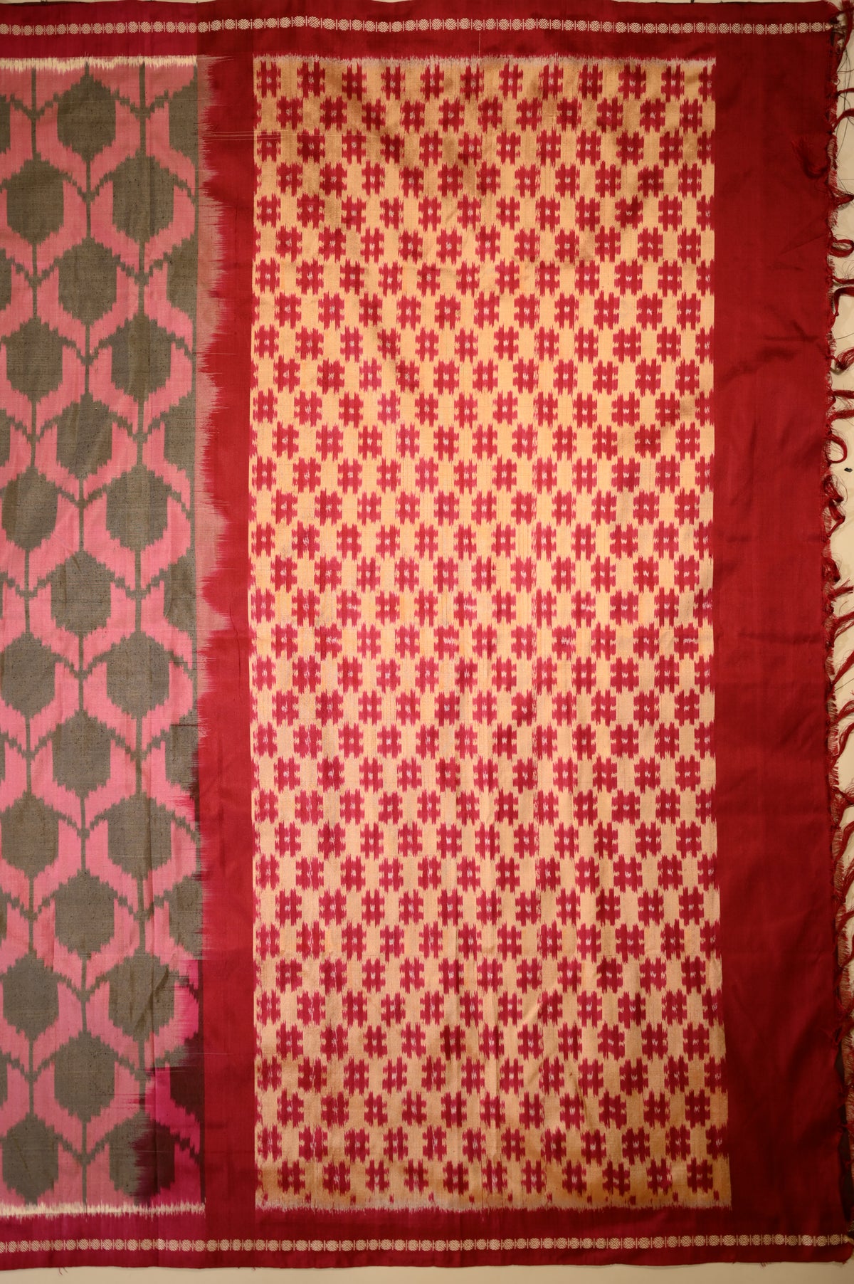 Bibhu Mohapatra Blush Pink & Grey Mulberry Silk Pochampally Ikat Saree