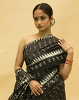 Black Mulberry Silk Sambalpuri Ikat Saree