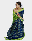 Bibhu Mohapatra Blue & Green Mulberry Silk Odisha Ikat Saree Ikatan