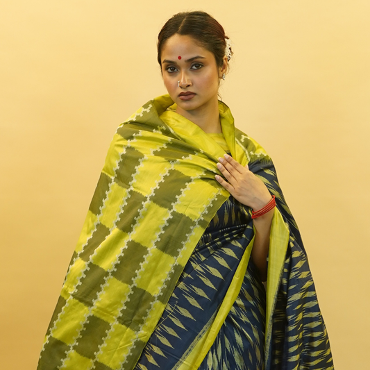 Bibhu Mohapatra Blue & Green Mulberry Silk Odisha Ikat Saree