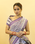 Bibhu Mohapatra Lavender & Grey Mulberry Silk Pochampally Ikat Saree