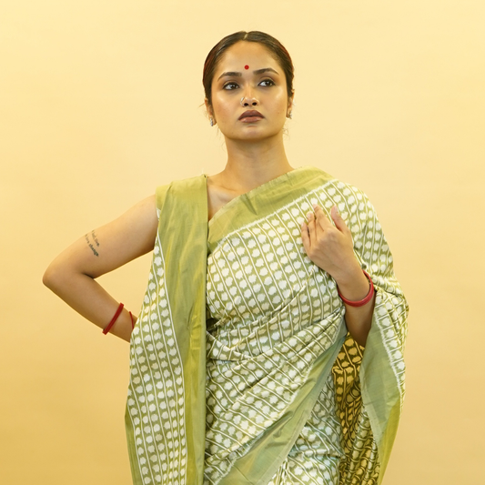 Bibhu Mohapatra Sage Green Mulberry Silk Pochampally Ikat Saree