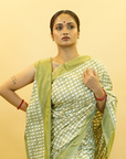 Bibhu Mohapatra Sage Green Mulberry Silk Pochampally Ikat Saree
