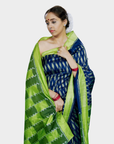 Bibhu Mohapatra Blue & Green Mulberry Silk Odisha Ikat Saree Ikatan