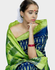 Bibhu Mohapatra Blue & Green Mulberry Silk Odisha Ikat Saree Ikatan