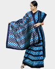 Bibhu Mohapatra Blue Mulberry Silk Odisha Geometric Ikat Saree Ikatan