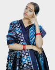 Bibhu Mohapatra Blue Mulberry Silk Odisha Geometric Ikat Saree Ikatan