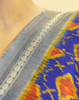 Bibhu Mohapatra Cobalt Blue & Orange Mulberry Silk Odisha Ikat Saree